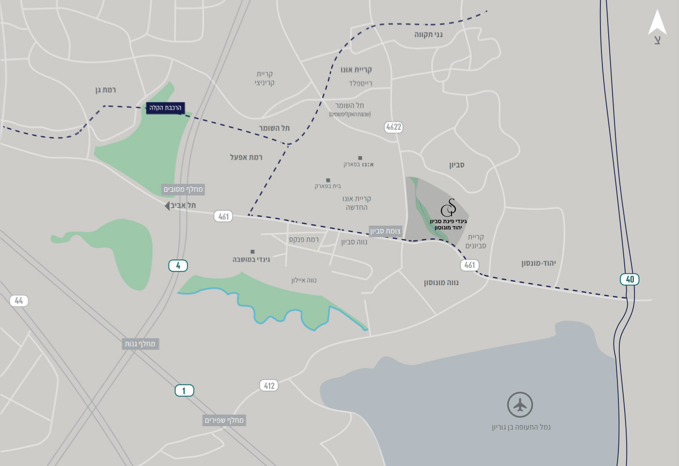 גינדי סביון - יהוד מונוסון - מפה